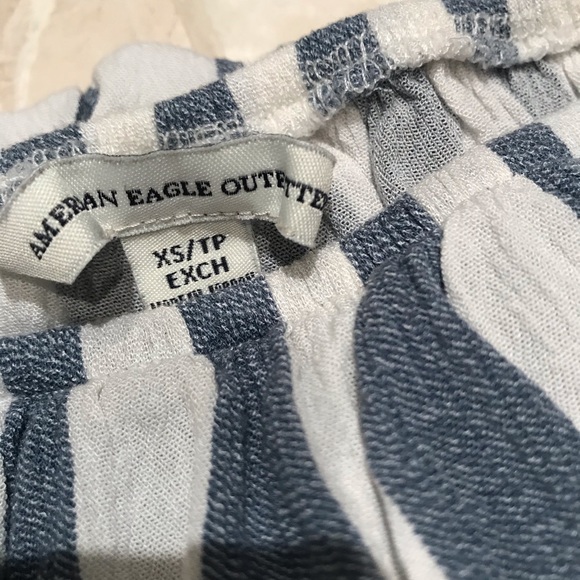 AE White & Blue Striped Off-the-Shoulder Top - Picture 7 of 8